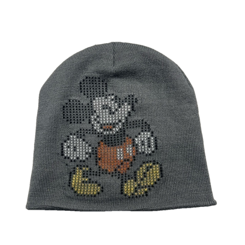 Disney parks gray Mickey Mouse cross stitch pattern youth beanie hat one size